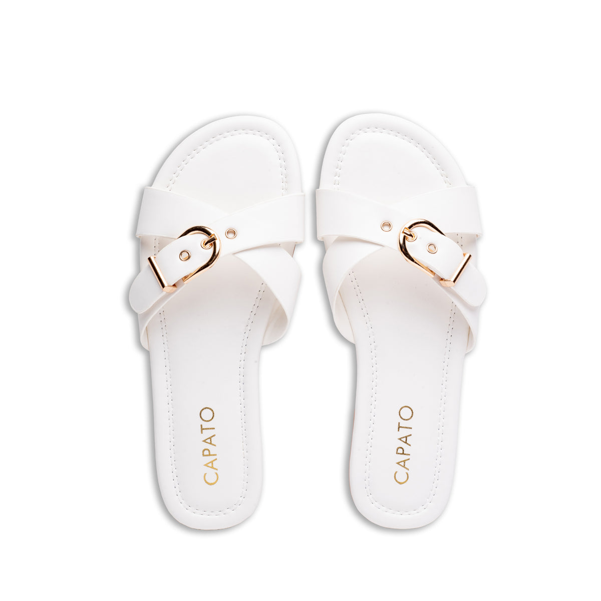 Lumi White flat sandal - top view