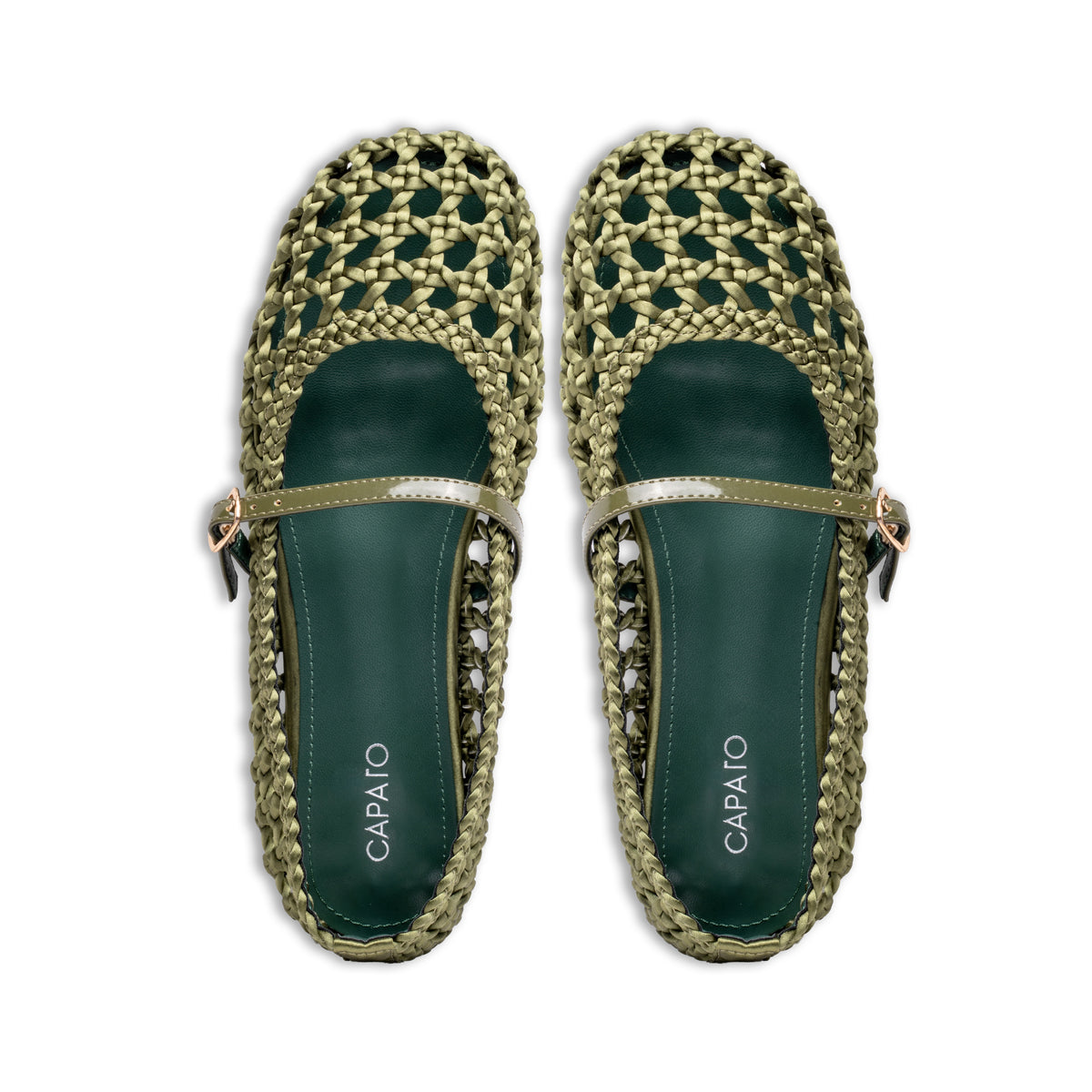Treccia woven ballet flat Green - top view