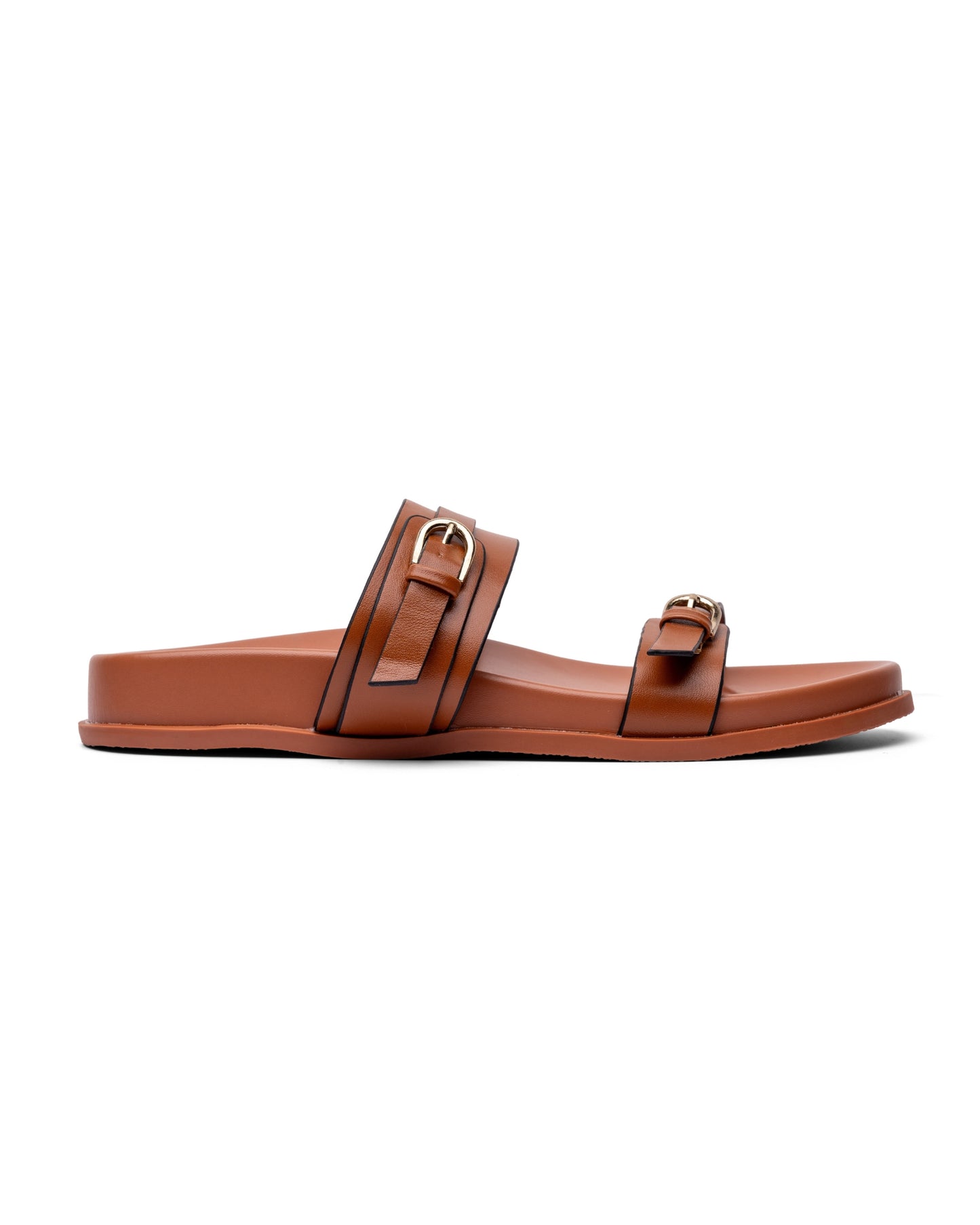 Fika Brown buckle strap sandal side view — buy ladies sandals online Sri Lanka