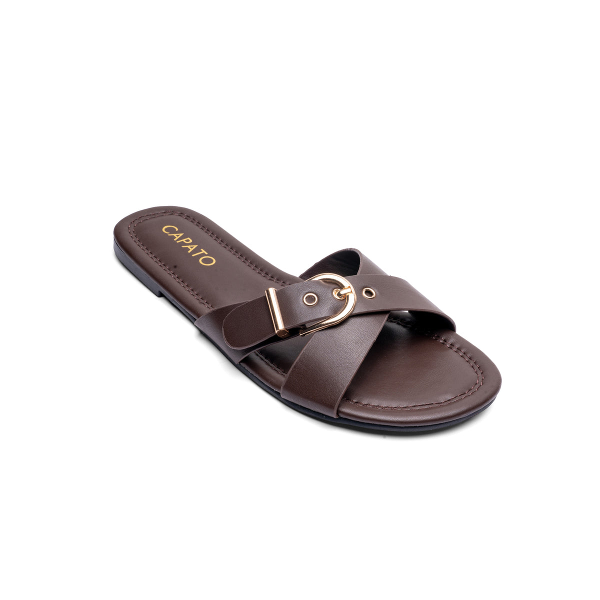 Lumi Brown flat sandal - angle view