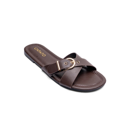Lumi Brown flat sandal - angle view