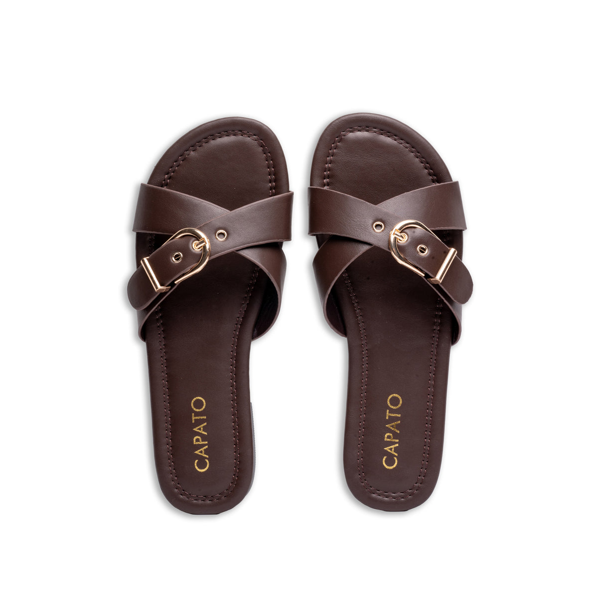 Lumi Brown flat sandal - top view