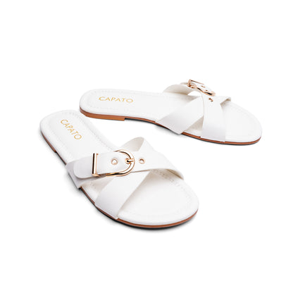 Lumi White flat sandal - pair view