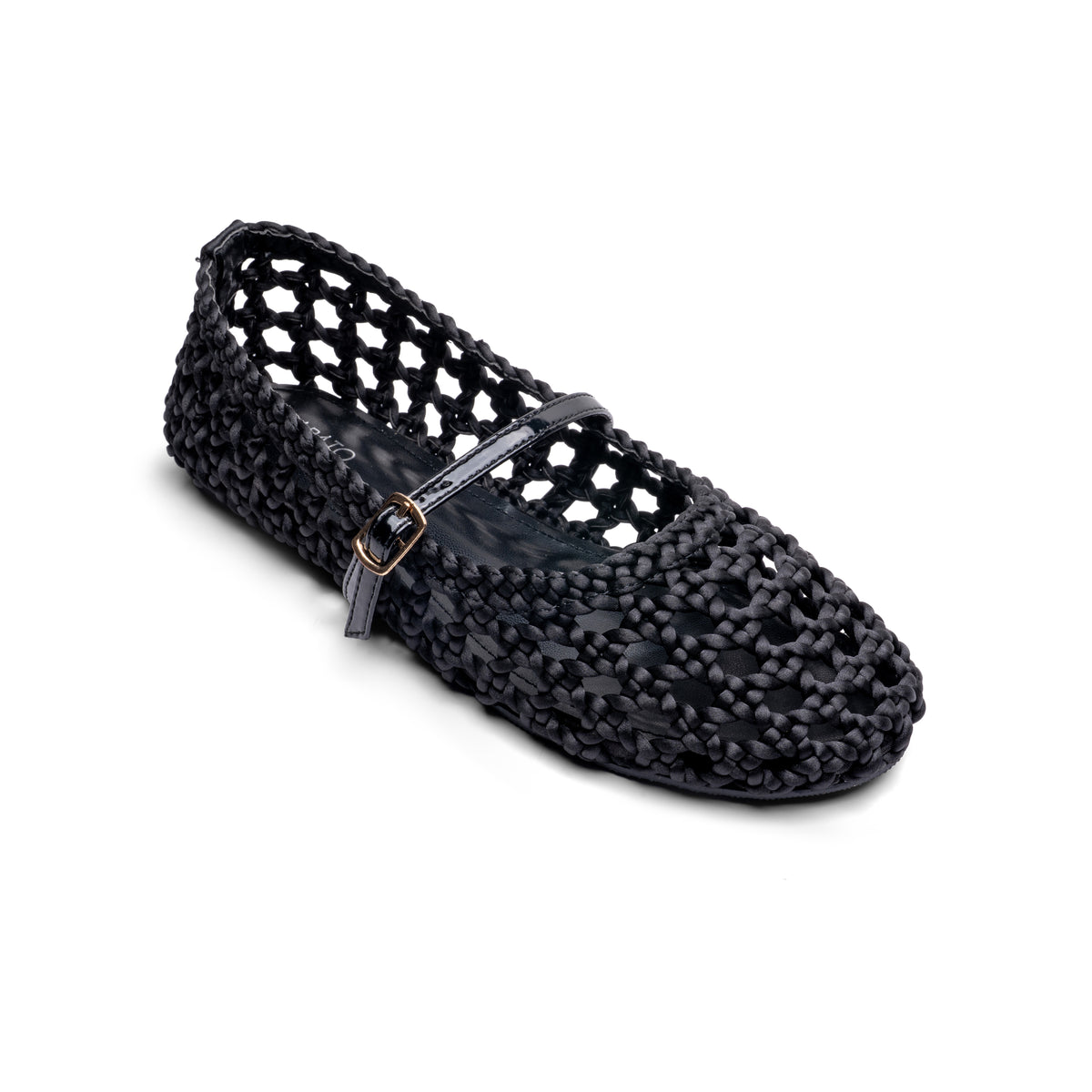 Treccia woven ballet flat Black - angle view