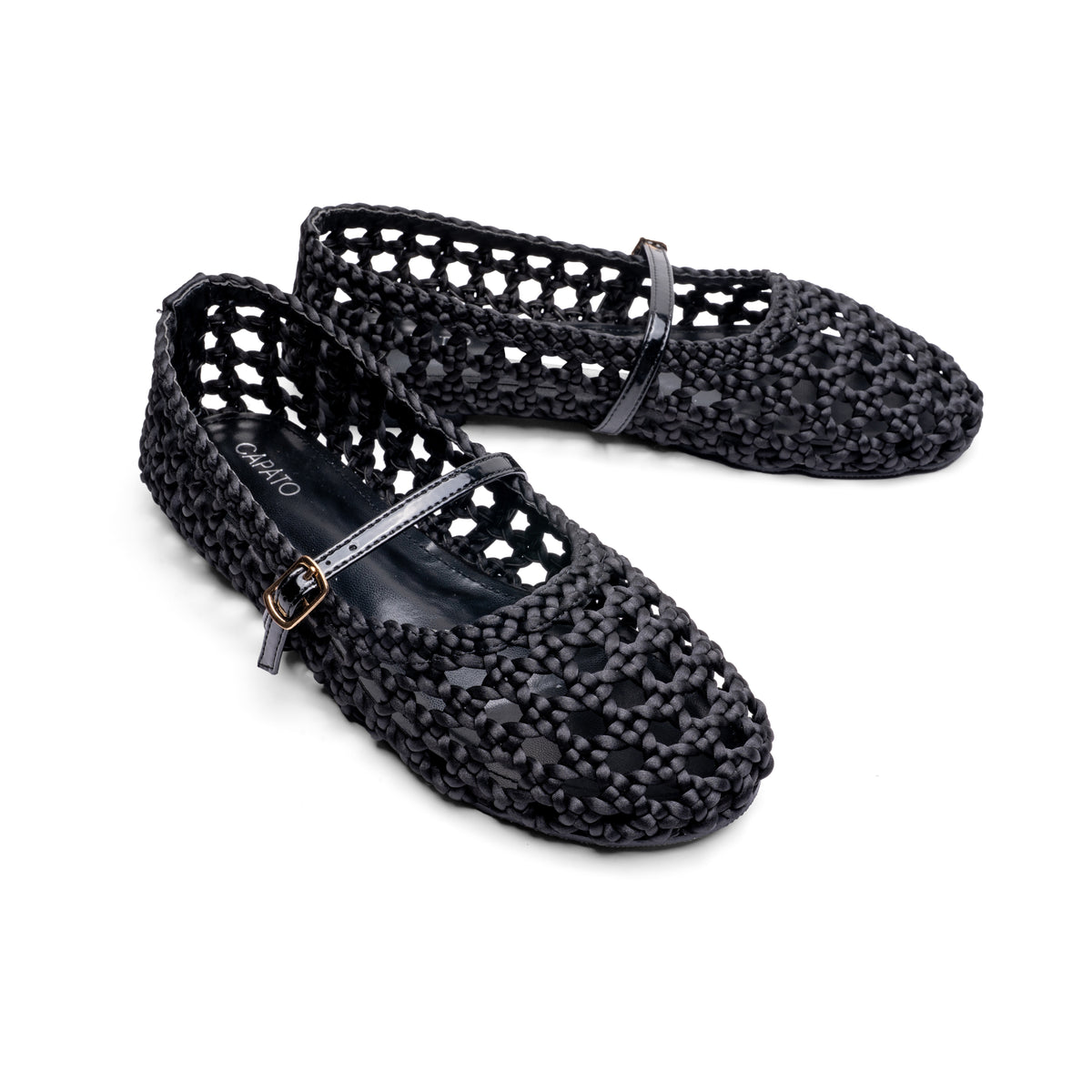 Treccia woven ballet flat Black - pair view