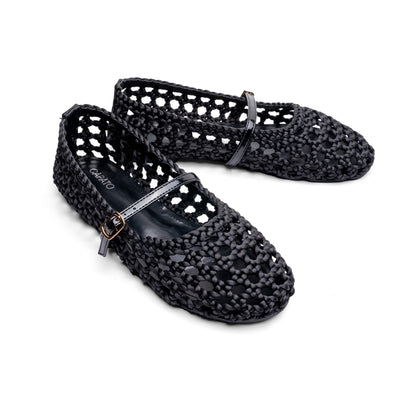 Treccia woven ballet flat Black - pair view