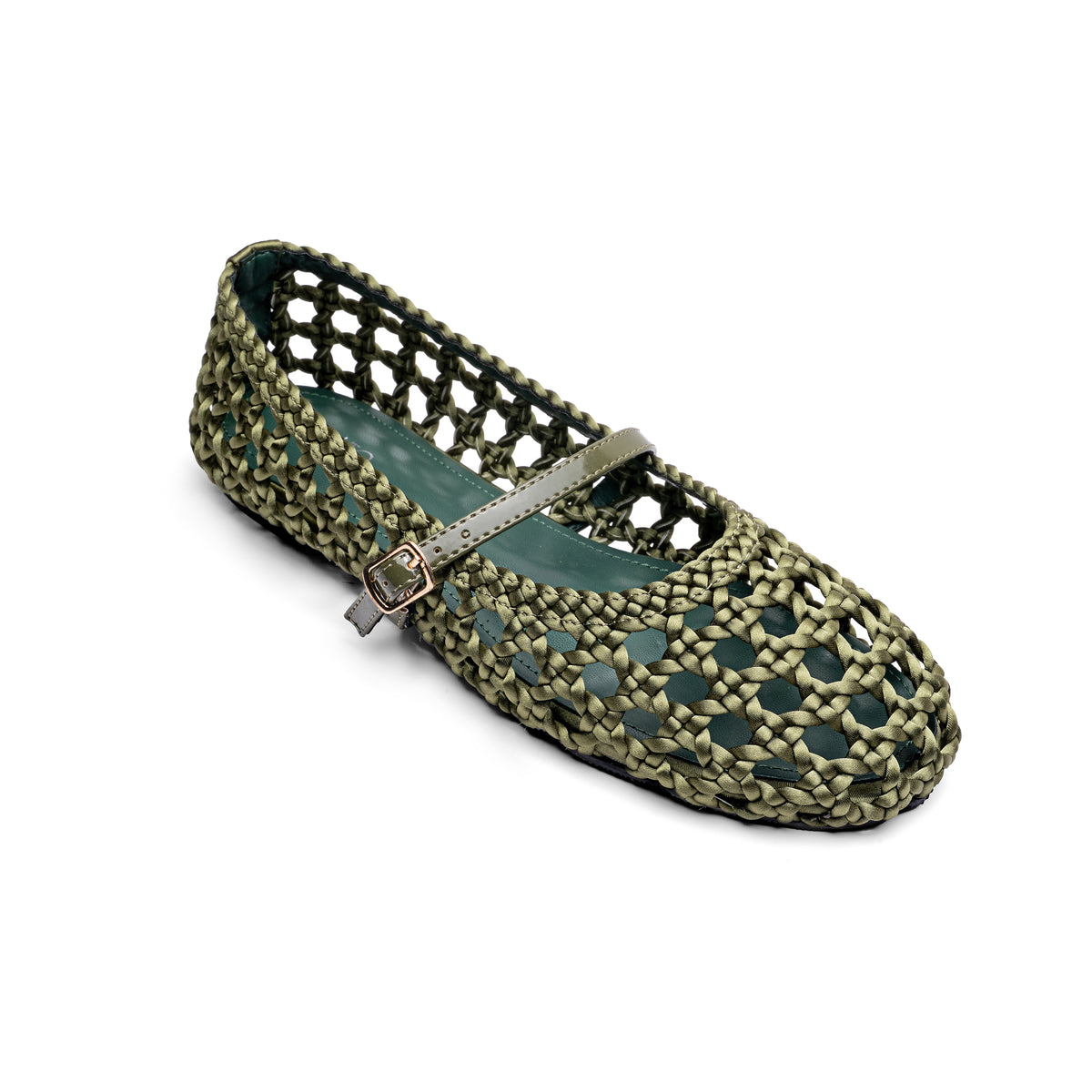 Treccia woven ballet flat Green - angle view
